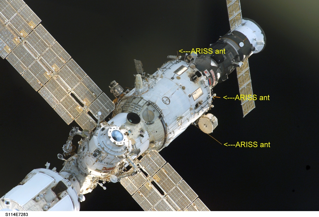 Antény na ISS používané pre prenos SSTV obrázkov